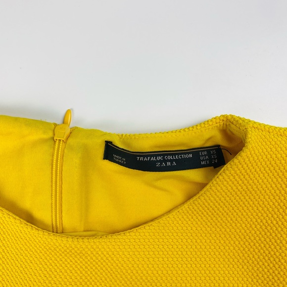 Zara Collection Yellow Ribbed Contrast White Off Shoulder Bardot Shift Dress - Picture 11 of 15